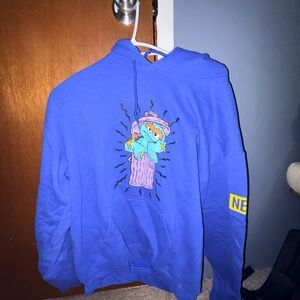 Neff Blue Graphic Hoodie with Yellow Accents
